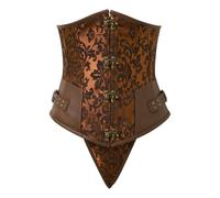 Generisch Damen Vollbrust Corsage Steampunk Korsett Top Unterbrust Retro Mittelalter Leder Corsagentop Renaissance Viktorianischer Bauchweg Korsage Bustier mit Thong Übergrößen Schwarz
