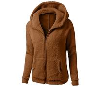 Generisch Damen Wintermantel Übergangsjacke Damen Mit Kapuze Kuschel Herbstmantel Winterparka Outdoorjacke Warme Oversize Kapuzenjacke Dicke Plüschjacke Outdoor Kleidung 2#braun XL