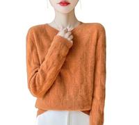 Generisch Damen Wollpullover Rollkragen Kaschmirpullover Elegant Weich Warm Damen Langarm Merinowolle Strickpullover Tops Basic Layering für Herbst Winter Kürbis Orange XL