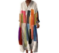 Generisch Damenkleider Elegant, Strandkleid Damen Lang, Strandkleid Lang Maxikleider V Ausschnitt Sommerkleider Leicht Und Luftig Boho Kleid Elegante Midikleid Freizeitkleid, Outlet Shop Sale