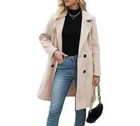 Generisch Damenmäntel Zweireihiger Wintermantel Lange Winterjacken für Damen Klassischer Reverskragen Eleganter Trenchcoat Damen Wintermantel Warme Oberbekleidung Aprikose Größe S