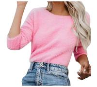 Generisch Damenmantel Sale Winter Pullover Damen Winter Fleece Flauschig Pulli Fleecepullover Lang Weich Langarmshirt Warm Sweatshirt Fleecepulli Plüsch Tops Oberteile Black Friday Angebote 2024
