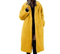 Generisch Damenmantel Teddymantel Damen Individuelle Mäntel Bequem Fleecemantel Wintermantel Für Casualen Anlass Parka Für Outdoor-Aktivitäten Elegante Teddymantel Gelb XL