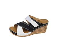 generisch Damenschuhe Weite G Damen Strand Hausschuhe mit Slope Heel Hohl Casual Hausschuhe Slope Bottom Schuhe Sandalen Rennrad Schuhe Damen Klick (Black, 39)