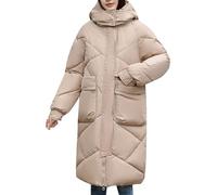 Generisch Daunenmantel Damen Oversize | Leichte Daunenjacke Damen Mit Kapuze | Steppjacke Winter Wintermantel Mit Taschen Daunen Parka Reißverschluss Übergangsjacke Wasserdicht Sportjacke Winterjacke