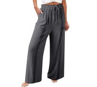 Generisch Deal des Tages Heute Bestellungen 2025 Leinen Hose Damen Sommer Einfarbige Baumwolle Elastische Lange Hosen Strand Freizeithose Leggings Sommerhose Deals of The Day