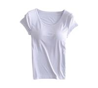Generisch Deal Des Tages Heute Warehouse Deal Unterhemd Damen BH-Hemd Basic Top Mit Integriertem BH Slim Fit Shirts Frauen Sommer Tops Unterhemden Kurzarm Stretch Oberteil Deals Of The Day