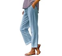 Generisch Deal des Tages Leinen Hose Damen Sommer Damenhose Aus Baumwolle Leinen Mit Lockerer Hose Weit Black Friday Angebote