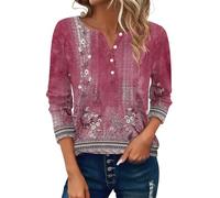 Generisch Deal des Tages Tshirt Damen, Blusen & Tuniken Für Damen, Langarm Tshirt Rundhals Mit Knopfleiste Oberteile Sommer Langarmshirt Tunika Pullover Sportshirt