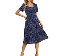 Generisch Deals of The Day Abendkleid Damen Lang Sale Strandkleider Damen Sommer 2025 Damen Midikleid Kurzarm Tunika Mit Herzdruck Fließendes Faltenkleid Langes Kleid Damen Festlich Kleidung Sale