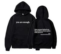 Generisch Dear Person Behind Me Hoodie, You Are Enough Hoodie Men Women (Black,M)