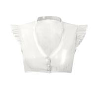 Generisch Dirndl Bluse Damen Flügelärmel Trachtenbluse Weiß Dirndlbluse Hochgeschlossen Trachten Oberteil für Oktoberfest Dirndlblusen für Damen Weiss Kurzarm V Ausschnitt Dirndl Bluse Trachtenblusen