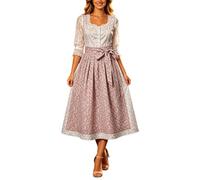 Generisch Dirndl Damen Midi Dirndlkleid Trachtenkleid Lang Trachtenrock 2 Teilig Dirndl Damen Oktoberfest Outfit Dresses Trachten Dirndelkleider Komplett Set mit 2 Teilig Dirndlkleid Schürze