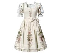 Generisch Dirndl Damen Midi Dirndlkleid Trachtenkleid Lang Trachtenrock 2 Teilig Dirndl Damen Oktoberfest Outfit Dresses Trachten Dirndelkleider Komplett Set mit 2 Teilig Dirndlkleid Schürze