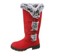 Generisch Dirndl Damen Schuhe Europäische und amerikanische und Winterstiefel mit Dicker Samtpolsterung, Dicker Absatz, runder, hohe Stiefel, Damenstiefel Herren Rot (Red, 38)