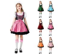 Generisch Dirndl Kinder Midi Trachtenmode Trachtenkleid 4-TLG inkl. Dirndl, Dirndlschürzen, Dirndl Haarreif, Trachtensocken für Oktoberfest Dirndl Mädchen Bavarian Bierfest Kinderdirndl Dirndlkleid