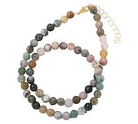 Generisch Edelsteinperlen-Halsketten Für Damen Und Herren, Handgefertigt, Natursteinperlen-Halskette, Heilkristalle, Strang, Reiki, Yoga, Schmuck, Geschenke Mit Karte, Indischer Achat