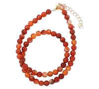 Generisch Edelsteinperlen-Halsketten Für Damen Und Herren, Handgefertigt, Natursteinperlen, Halskette Mit Heilkristallen, Strang, Reiki, Yoga, Schmuck, Geschenke Mit Karte, Roter Achat