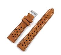 Generisch EDVENA Handgefertigtes Retro-Rindslederarmband Mit Belüftetem Design, 18 Mm, 19 Mm, 20 Mm, 21 Mm, 22 Mm, Grün, Braun, Schwarz, Kaffee, Blau, Herrenarmband(Brown,19mm)