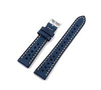 Generisch EDVENA Handgefertigtes Retro-Rindslederarmband Mit Belüftetem Design, 18 Mm, 19 Mm, 20 Mm, 21 Mm, 22 Mm, Grün, Braun, Schwarz, Kaffee, Blau, Herrenarmband(Blue,18mm)