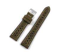 Generisch EDVENA Handgefertigtes Retro-Rindslederarmband Mit Belüftetem Design, 18 Mm, 19 Mm, 20 Mm, 21 Mm, 22 Mm, Grün, Braun, Schwarz, Kaffee, Blau, Herrenarmband(Green,18mm)