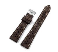 Generisch EDVENA Handgefertigtes Retro-Rindslederarmband Mit Belüftetem Design, 18 Mm, 19 Mm, 20 Mm, 21 Mm, 22 Mm, Grün, Braun, Schwarz, Kaffee, Blau, Herrenarmband(Dark coffee,20mm)