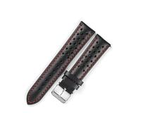 Generisch EDVENA Handgefertigtes Uhrenarmband Aus Weichem Ölwachsleder, 18 Mm, 19 Mm, 20 Mm, 21 Mm, Wasserdicht, Porös, Atmungsaktiv, Schnellverschluss, Herren-Uhrenarmband(Black-red line,20mm)