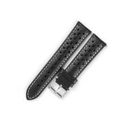 Generisch EDVENA Handgefertigtes Uhrenarmband Aus Weichem Ölwachsleder, 18 Mm, 19 Mm, 20 Mm, 21 Mm, Wasserdicht, Porös, Atmungsaktiv, Schnellverschluss, Herren-Uhrenarmband(Black-White line,19mm)