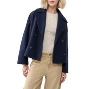 Generisch Eleganter kurzer Trenchcoat aus Wollmischung für Damen - Zweireihige kurze Cabanjacke mit Reverskragen