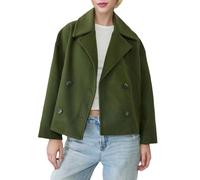 Generisch Eleganter kurzer Trenchcoat aus Wollmischung für Damen - Zweireihige kurze Cabanjacke mit Reverskragen