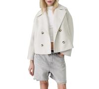 Generisch Eleganter kurzer Trenchcoat aus Wollmischung für Damen - Zweireihige kurze Cabanjacke mit Reverskragen