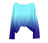 Generisch Farbverlauf Strickpullover Damen Langarm mit Weitem Casual Fit für Winter Bequem Weich (Light Blue, M)