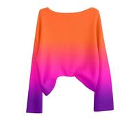 Generisch Farbverlauf Strickpullover Damen Langarm mit Weitem Casual Fit für Winter Bequem Weich (S)