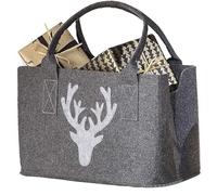Generisch Filztasche in Dunkelgrau oder Grau HIRSCH Tragetasche, Handtasche, Geschenk, Einkaufstasche, Weihnachten, Renntier Filz Xmas, Hirsche, Hirsch, Geschenkidee (Dunkelgrau)