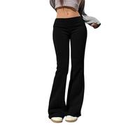 Generisch Flared Leggings Damen Sporthose Low Waist Schlaghose Yogahose Y2K Lang Bootcut Jogginghose Blickdicht Wide Leg Sport Leggins Jazzpants Gym Yoga Workout Fitness Schlaghosen Fitnesshose