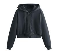 Generisch Fleece Pullover Für Damen Oversize, Sun Hoodie Zip, Cropped Hoodies Zipper Sweatjacke Mit Kapuze Langarm Sweatshirts Oberteile Kapuzenpullover Sommerpullover, Deal des Tages