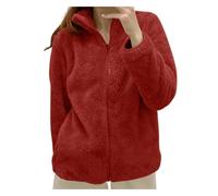 Generisch Fleecejacke Damen Hoodie Teddy-Fleece Warm Sweatjacke Winterjacke Einfarbig Stehkragen Flauschiger Teddyjacke PlüSchjacke Kuscheljacke Weich Bequeme Übergangsjacke