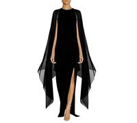 Generisch Frauen Abendkleider Mode Einfarbig Fledermausärmel Cape Schlitz Elegant Langes Kleid Sexy Enges Schlitz Unregelmäßige Saum Ballkleid Festliche Kleider