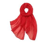 Generisch Frauen-Sommer-beiläufiger bunter mehrfarbiger Normallack-Chiffon- dünner regelmäßiger Seiden-Schal-Sonnenschutz-Schal (Red, One Size)