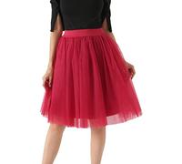Generisch Frauen Tüllröcke Knielanger Langer Tutu für Erwachsene, geschichtet, kurzer Abschlussball, Party, Midirock (XL)