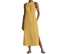 Generisch Freizeitkleid Damen Einfarbig Weite Passform Ärmelloses Kleid mit Rundhalsausschnitt für Alltag Sommer Bequemes Lockeres Freizeitkleid