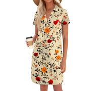 Generisch Frühlingskleider Für Damen 20er Jahre Kleid Kurzarm Elegant Westenkleid Wickelkleid Pulloverkleid Einfarbig V-Ausschnitt Wickelkleid Sexy Kleidung Blitzangebote des TagesRotXXL