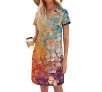 Generisch Frühlingskleider Für Damen 20er Jahre Kleid Kurzarm Freizeit Pulloverkleid Flapper Kleid 20er Jahre Wickelkleid Sexy V-Ausschnitt Westenkleid Leicht Kleidung TagesMulticolorXXL