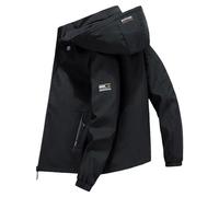 Generisch Funktionsjacke Herren - Herren Winter Jacke mit Buchstabendruck Stehkragen Reißverschluss einfarbig Normale Passform Langarmjacken Taschen
