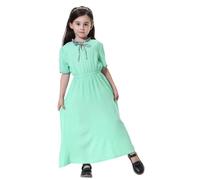 Generisch Gebet Kleid Langarm Muslimisches Kleid Für Mädchen Elegantes Maxikleid mit Langen Ärmeln für Teenager-Mädchen - lässiges Partykleid bequemes Alltagsoutfit Light Green 10-11 Jahre
