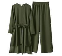 Generisch Gebetskleidung für Frauen, Abaya Damen Set Corban Naher Osten Arabisch Islamische Kleidung Langärmeliges Oberteil und Weite Hose Outfits Muslimische Zweiteilige Sets Islamische Kleidung