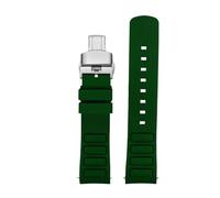 Generisch Gebogenes wasserdichtes Gummi-Uhrenarmband, Kompatibel Mit Mido Neue Multifort TV Serie M049.526, 22mm Grün Original Uhrenband(Green silver)