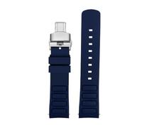 Generisch Gebogenes wasserdichtes Gummi-Uhrenarmband, Kompatibel Mit Mido Neue Multifort TV Serie M049.526, 22mm Grün Original Uhrenband(Blue silver)