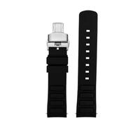 Generisch Gebogenes wasserdichtes Gummi-Uhrenarmband, Kompatibel Mit Mido Neue Multifort TV Serie M049.526, 22mm Grün Original Uhrenband(Black silver)
