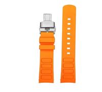 Generisch Gebogenes wasserdichtes Gummi-Uhrenarmband, Kompatibel Mit Mido Neue Multifort TV Serie M049.526, 22mm Grün Original Uhrenband(Orange silver)